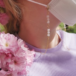 Pembe Kristal Özel Tasarım Maske / Gözlük Askısı