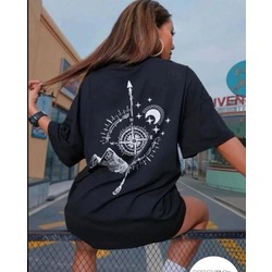 West Side TR Sırt Pusula baskılı bol kesim T-Shirt
