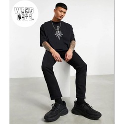 West Side TR SkullCracked baskılı bol kesim Unisex T-Shirt