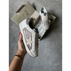 Golden Goose “Beyaz Açık Kahve Simli”