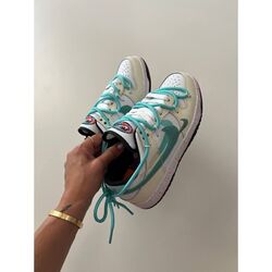 Custom Nike Dunk Low ‘Multiple Aqua Swooshes’ Sail Black