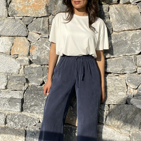 Massimo lacivert tencel pantolon 