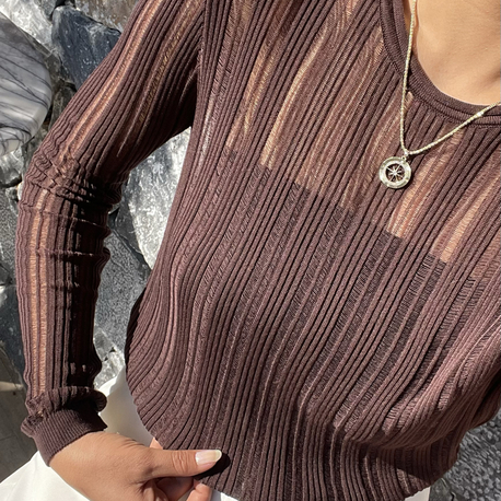 Kaçık model kahverengi merserize triko 