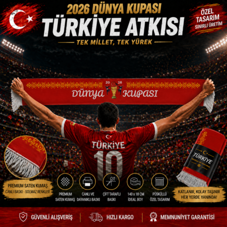 2026 Dünya Kupası Özel Tasarım Taraftar Atkısı
