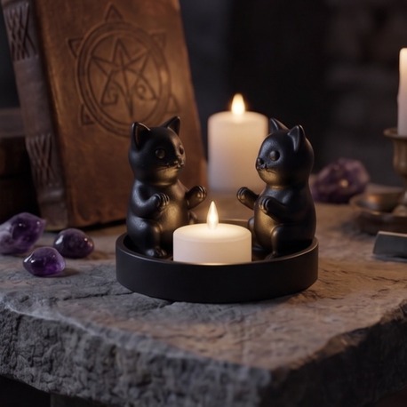 Mistik Kedi Figürlü Tealight Mum Tutucu