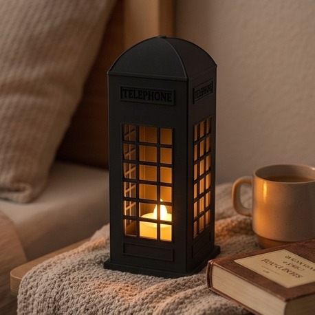 Nostaljik Londra Temalı Tealight Mum Tutucu - 3D Tasarım Dekoratif Obje