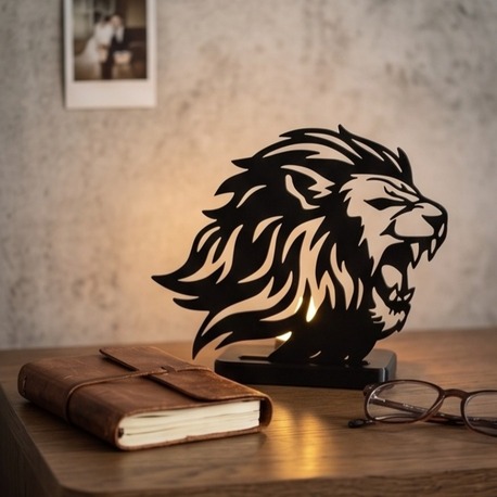 Lion Silhouette Dekoratif Masaüstü Aydınlatma ve Mum Tutucu