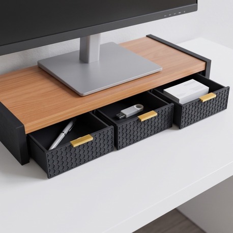 Ergonomik Çekmeceli Monitör Yükseltici Stand - Monitor Riser With Drawers