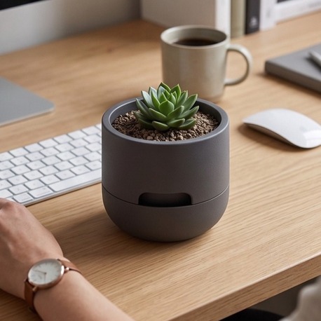 Akıllı Sulama Sistemli Modern Sukulent Saksısı - Self Watering Minimalist Tasarım