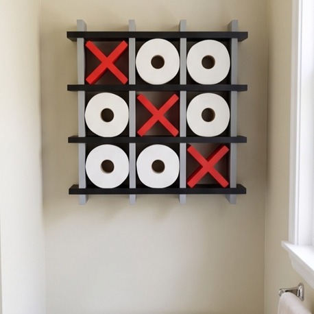 XOX Tasarımlı Tuvalet Kağıdı Rafı - Banyo Dekoratif - Tic-Tac-Toe Toilet Paper Holder