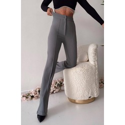 YP004 GRİ LİKRALI PLAZZO PANTOLON