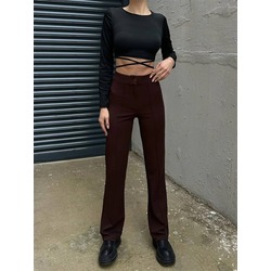 YP002 KAHVERENGİ LİKRALI PLAZZO PANTOLON