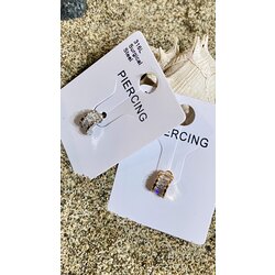 Çelik baget taşlı yarım halka piercing