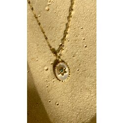 Çelik sedefli çiçek madalyon kolye | Fiore Verde