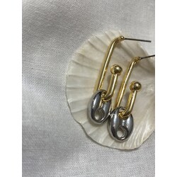 Tiffany Düğme Küpe Gold-Silver