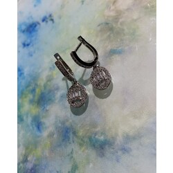 Oval Baget Küpe Silver