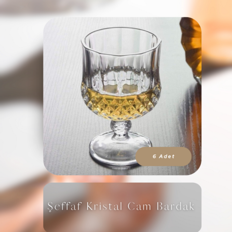 Şeffaf 6 lı Kristal Cam Bardak Kısa Boy