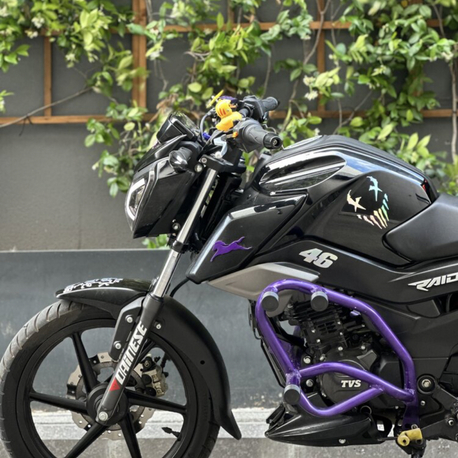 TVS RAİDER KİŞİYE ÖZEL METALİK MOR ÖN ARKA KORUMA DEMİRİ 