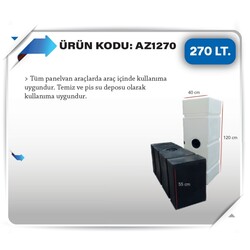 270 litre. tum panelvan ve karavanlar icin uygundur