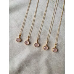 Pembe kuvars Sevgi Kolyesi 925 gümüş 24k altın kaplama 