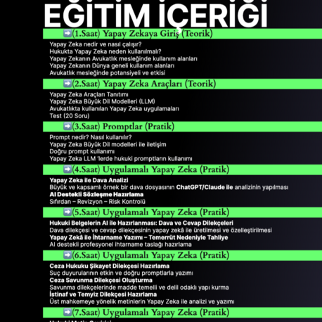 Yeni Nesil Avukat-Avukatlar İçin Yapay Zeka Uygulamalı Eğitimi -Av.Kıvanç Kılıçcıoğlu 