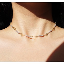 Pearl Hearts Kolye