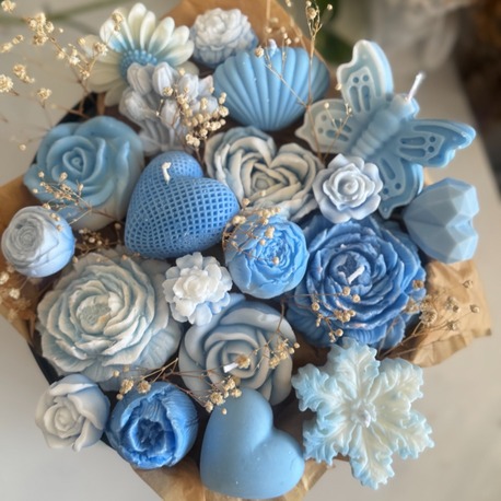 blue candle bouquet