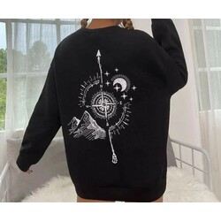 North Baskılı Oversize Sweatshirt 