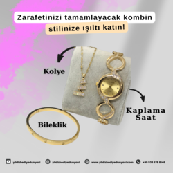 Bayan kombin Saat Gold Detaylı