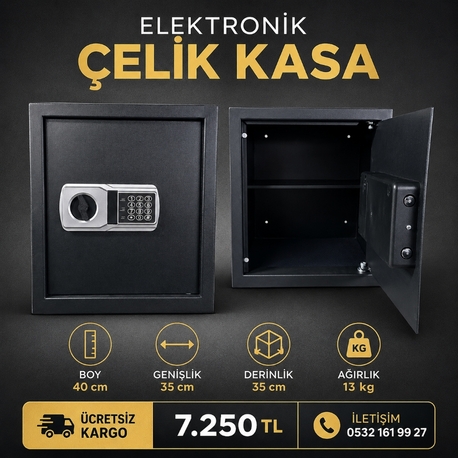 ÇELİK PARA KASASI 40CM 13KG ŞİFRELİ 