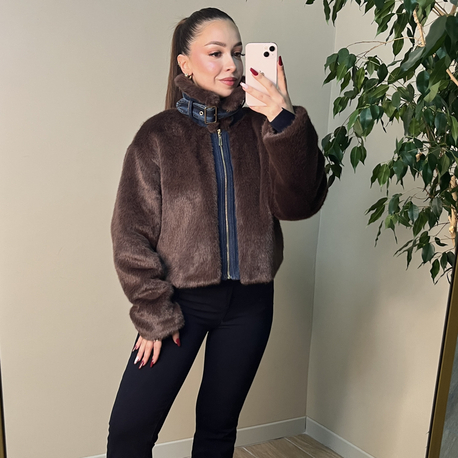 Kahve Yumoş Jean Detaylı Mont 