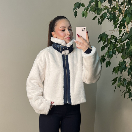 Krem Yumoş Jean Detaylı Mont 
