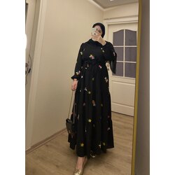 Meysa Çiçekli Elbise ~Siyah