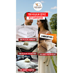 Tek Kişilik Çeyiz Seti (TEK ADET YÜN YASTI ALEZİ HEDİYELİ !)