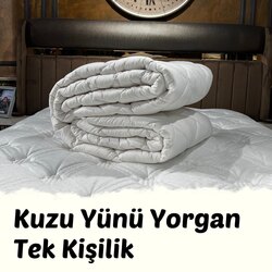 Kuzu Yünü Yorgan Tek Kişilik 155x215 cm   2,5 kg Merinos Kuzu Yünü