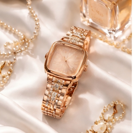 Rose Gold Kadın Saat – Şık Tasarım – 3 ATM Su Geçirmez – Metal Kordon