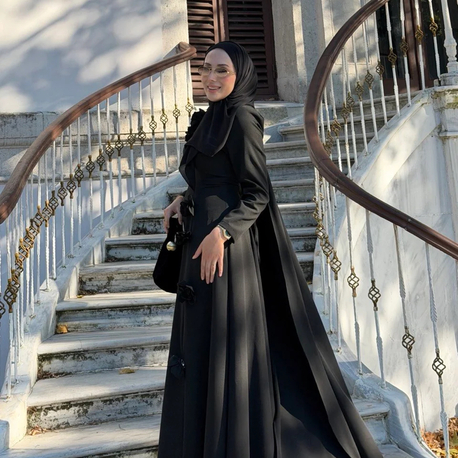 Alina Siyah Güllü Elbise