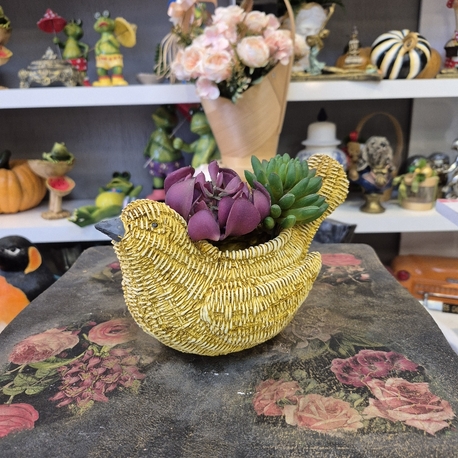 Kuş hasır polyester saksı