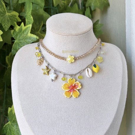 Sarı Hibiskus Choker Kolye