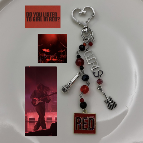 Girl in red Charm Keychain