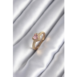 Pembe Taşlı Pandora Yüzük Gold/Silver
