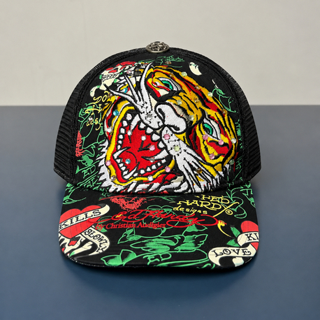 Ed Hardy Tiger Rhinstone Trucker Cap