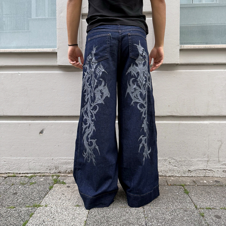 Cross Tribal Wide Leg  Baggy Jean