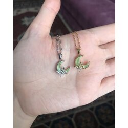 Opal taş ay kolye | Çelik