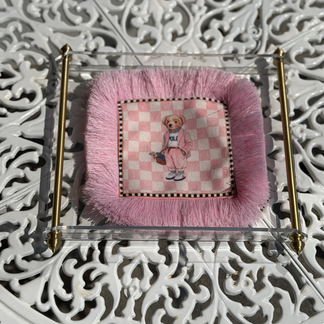 Pembe Ayıcıklı Püsküllü Peçete