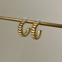 ÇELİK Asimetrik Kıvrım küpe GOLD