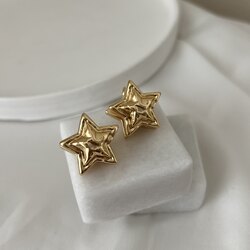 ÇELİK Yıldız ÇİFT TARAFLI Gold küpe