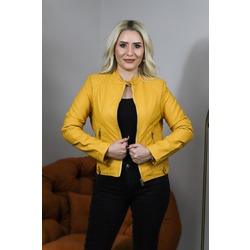 Hardal deri ceket