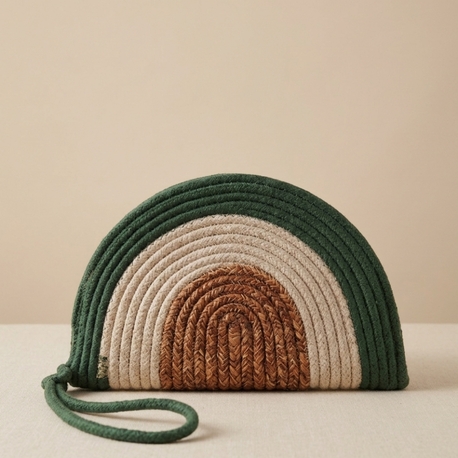 Hasır Fermuarlı Clutch Çanta