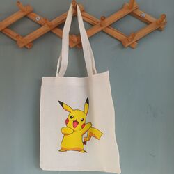 Pikachu baskılı Bez Çanta 